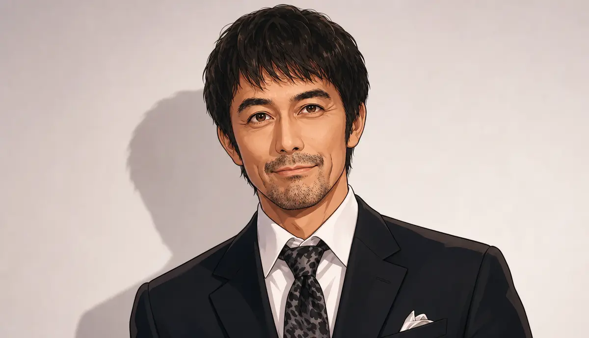 阿部寛を描いたイラスト。四柱推命で命式を読み解く記事の挿絵